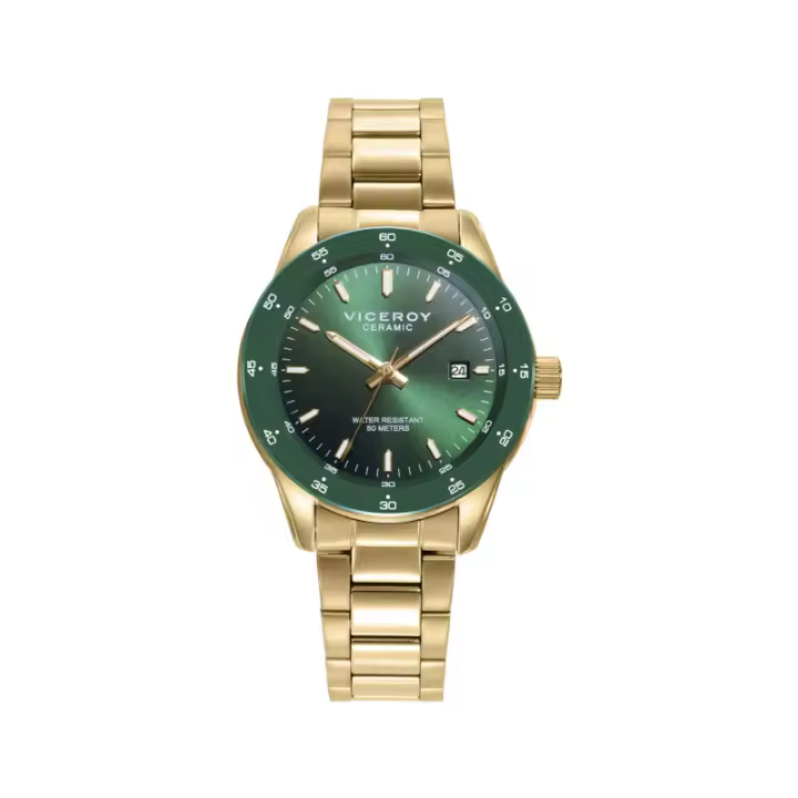 Reloj Viceroy Mujer Dorado Esfera Color Verde Bisel Cerámico 401246-67 - 1
