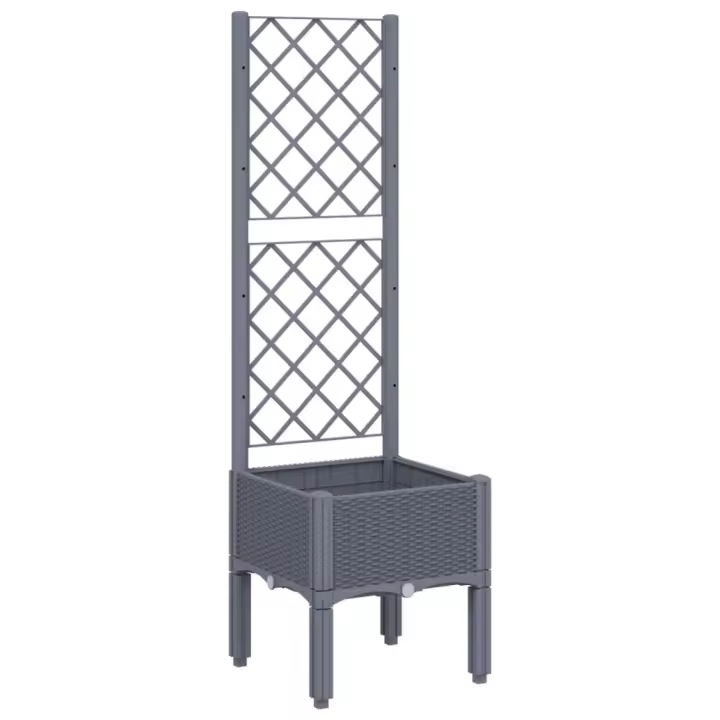 vidaXL Jardinera con enrejado PP 40x40x142 cm Color Gris,  Gris claro,  Negro y mas - 1