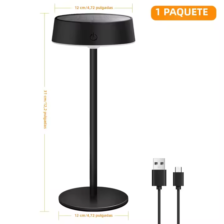 Lámpara De Mesa Solar Recargable Y Impermeable Para Interior Y Exterior Con 3 Temperaturas De Color Táctil Y Dimmer - 1