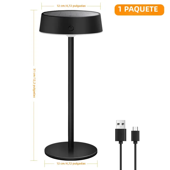 Lámpara De Mesa Solar Recargable Y Impermeable Para Interior Y Exterior Con 3 Temperaturas De Color Táctil Y Dimmer - 1