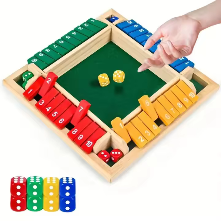 Juego De Dados De Madera 2-en-1 Juego De Mesa Para Fiestas Familiar Juego De Ajedrez De Colores Multicolores Ideal Para Reuniones Familiares - 1