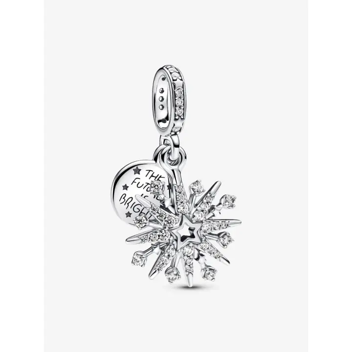 Pandora - Charm Doble Colgante de Fuegos Artificiales Brillantes-Plata de Lei - 1