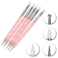 5Pcs Herramientas De Dibujo Para Uñas Acrílico Y Silicona Pincel De Flor 2 En 1 Acero Inoxidable Herramientas De Puntos Para Arte De Uñas - details 0