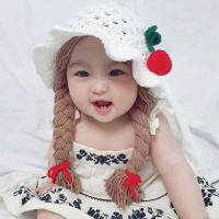 Gorro De Pescador Para Bebés Niñas Con Trenza Y Peluca Chaqueta De Punto Tejida Caliente Para Invierno Estilo Floral - details 2