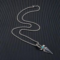 Collar De Acero Inoxidable Titanio Vikingo Pirata Cabeza De Serpiente Flecha Punta De Punta Para Hombres Y Mujeres Estilo Punk Hip Hop Joyería - details 3