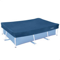 INTEX - Cobertor para piscina rectangular, azul oscuro, agujeros de drenaje, cordón agarre, voladizo 20 cm, funda de piscinas, lona para colocar piscina, cubre piscinas rectangular - details 0