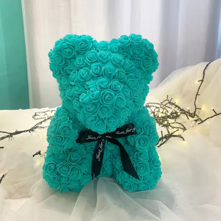 Boda Rosa Oso de La Flor para Las Mujeres Niños San Valentín Gift de Cumpleaños Decoración Del Hogar (Green) - 1