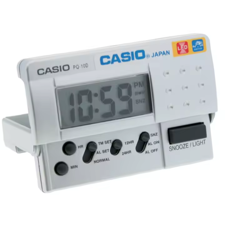 Casio Pq-10d-8rdf  Despertador Digital Para Unisex Color Plateado - 1