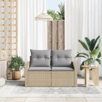 Sofá de Jardín de 2 Plazas con Almacenamiento y Cojines Beige de Poliratán - details 0