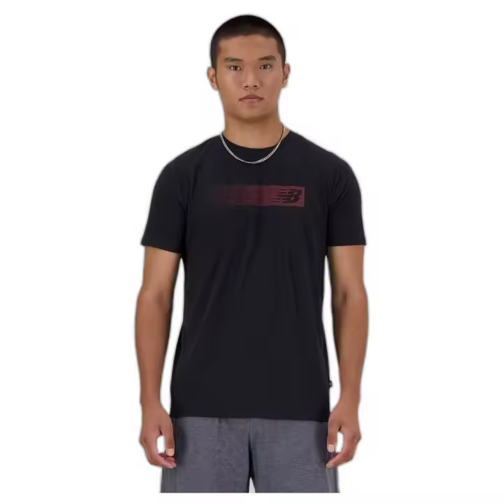 Camiseta de Manga Corta New Balance Heathertech Graphic para hombre en color negro - 1