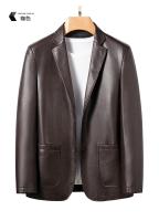 Chaqueta De Cuero Para Hombre 2025 Corte Ajustado Moda De Alta Calidad Chaqueta De Moda Para Otoño E Invierno Con Cierre De Un Solo Botón - details 6