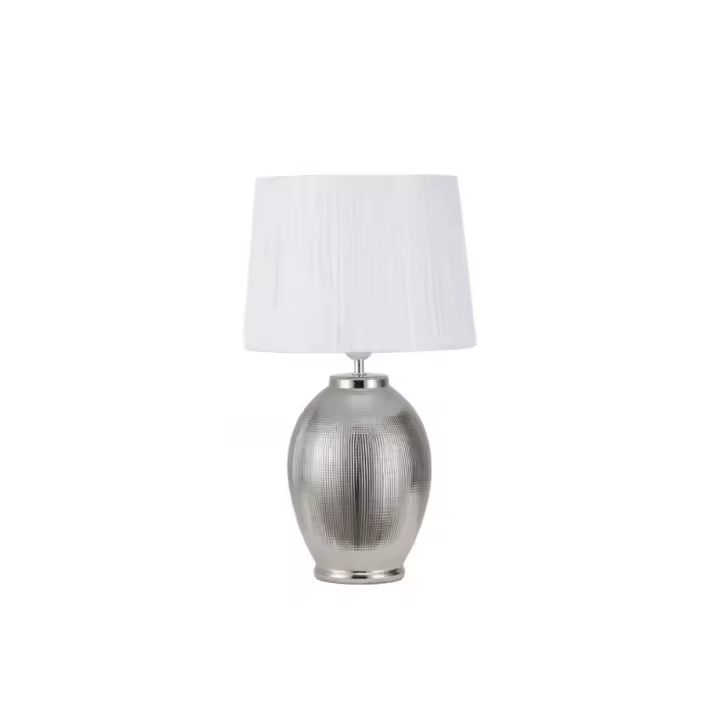 Fabrilamp - Sobremesa Ceramica Saima 1xe27 Plata Brillo C/pant Blanca 51x30x30 Cm - 1