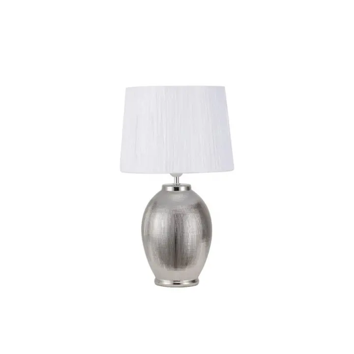 Fabrilamp - Sobremesa Ceramica Saima 1xe27 Plata Brillo C/pant Blanca 51x30x30 Cm - 1