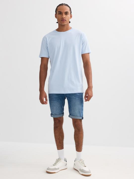Bermuda vaquera slim de algodón con licra, diseño liso, cinco bolsillos y cierre de cremallera INSIDE