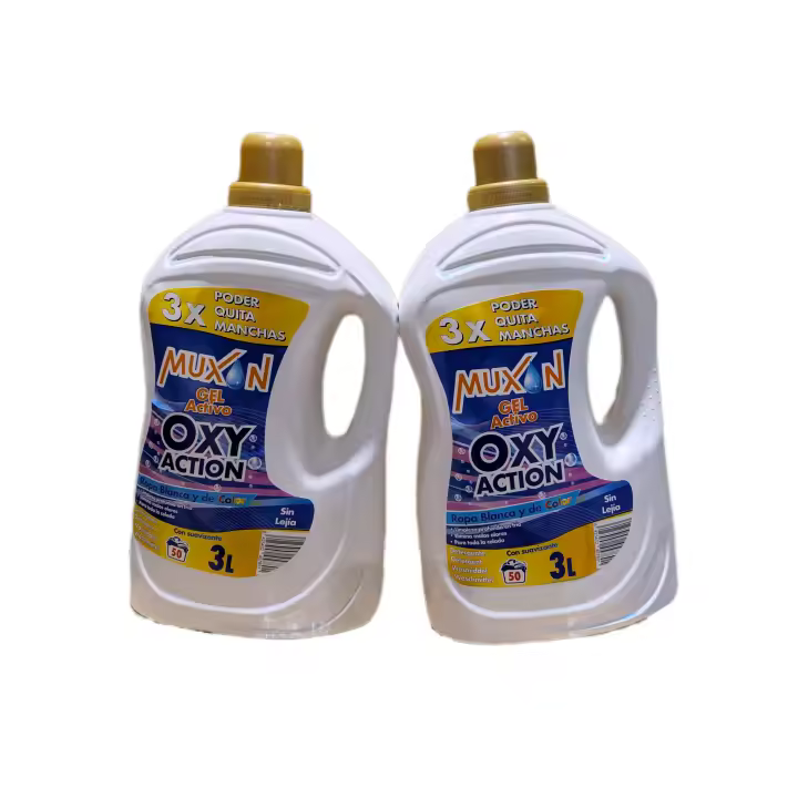 DETERGENTE GEL ACTIVO  OXY ACTION CON SUAVIZANTE, LIMPIEZA IMPECABLE   3L. PACK DE 2 UNIDADES. - 1