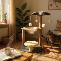 Rascador para gatos con cúpula acrílica y diseño de palmera – Juguetes colgantes y poste de sisal Marca Cottecota - details 0