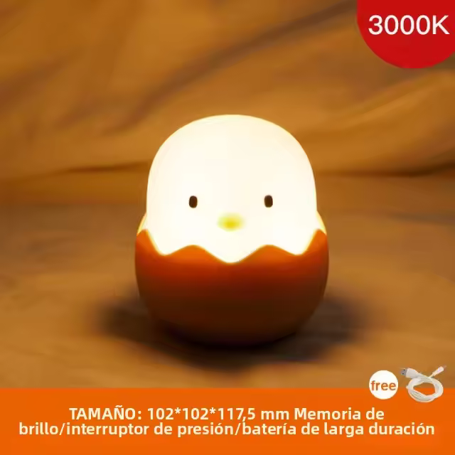 Lámpara De Noche Para Niños Con Sensor Táctil Luz Suave De Silicona Recargable USB Decoración De Dormitorio Regalo En Forma De Huevo Pato - 1