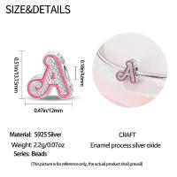 925 Plata Esterlina Romántica Rosa 26 Letras DIY Encantos Bolas Adecuadas Para Pulseras Pandora Joyería Fina Regalo De Cumpleaños - details 4