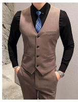 Traje De Boda Elegante Y Casual Para Hombres Estilo Británico Coreano Slim Conjunto De Chaqueta Chaleco Y Pantalones Para Oficina Y Celebraciones - details 16