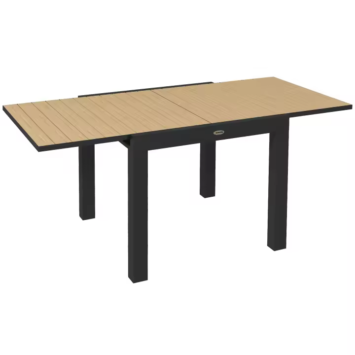Mesa de comedor y jardín Outsunny, con capacidad para 6 personas, extensible hasta 70 kg de Carga, Aluminio Amarillo, 81/162x80x75 cm, ideal para Terrazas y balcones. - 1