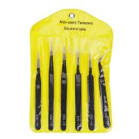 Set De 6 Pinzas De Precisión ESD Antiestática De Acero Inoxidable Herramientas De Reparación Para Electrónica Soldering Y Artesanía - details 8