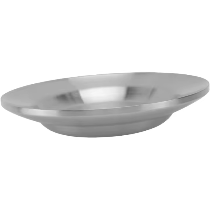 Platos de acero inoxidable 304 para servir postres y ensaladas, platos de acero inoxidable de doble capa, platos de metal para acampar, platos de camping, platos planos de estilo europeo. - 1