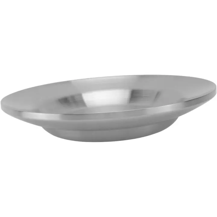 Platos de acero inoxidable 304 para servir postres y ensaladas, platos de acero inoxidable de doble capa, platos de metal para acampar, platos de camping, platos planos de estilo europeo. - 1