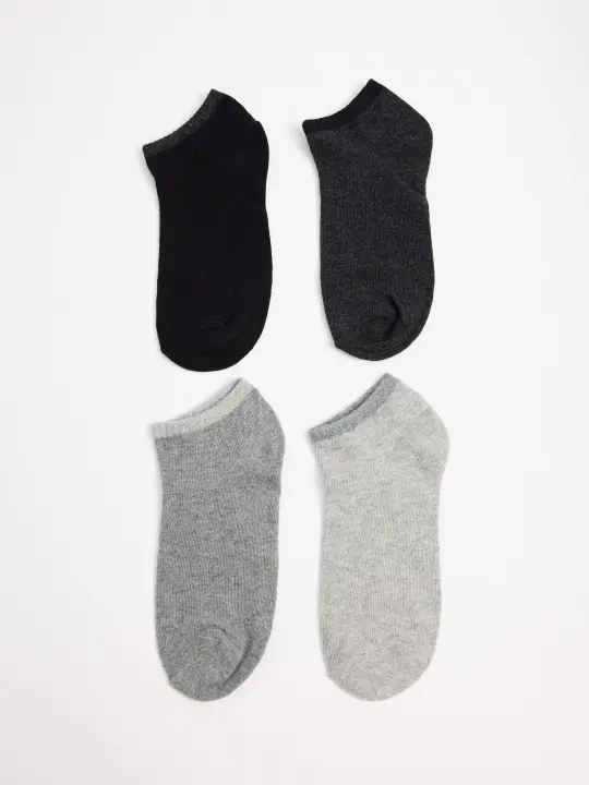 Pack de 4 calcetines tobilleros en gris y negro, cómodo y con sujeción INSIDE - 1