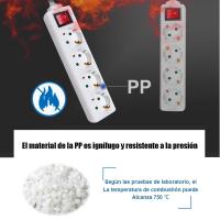 Regleta Alargador con 2 3 4 5 y 6 Enchufes e Interruptor, Cable 1.5M 3M Y 5M para el hogar, Oficina y Viajes, 16A, 250V, 3680W, Blanco - details 1