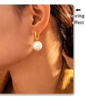 Clásico DE LA Moda de Perlas Redonda Blacas Gotas de Maple inoxidable Pendientes de Ano de Las Señores Elegantes de La Boda del Partido Pendientes de joyería - details 3