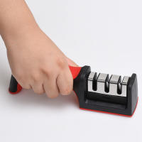 Afilador De Cuchillos Rápido 3/4 Sección Multifuncional Para El Hogar Herramienta De Cocina Con Piedra De Afilar Negra Tratamiento De Acero Inoxidable - details 4