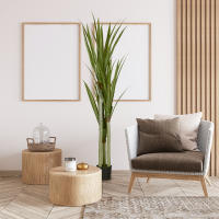 HOMCOM Planta Artificial de Yuca en Maceta 190 cm Planta Falsa con 39 Hojas Realistas para Decoración en Hogar Salón Oficina Jardín Ø17x190 cm Verde - details 1