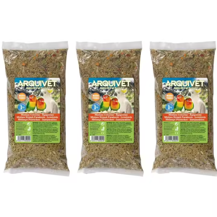 Alimento para Cotorras y Agapornis Mixtura Cotorras-agapornis - 1 Kg, (pack de 3 unidades) Arquivet - 1