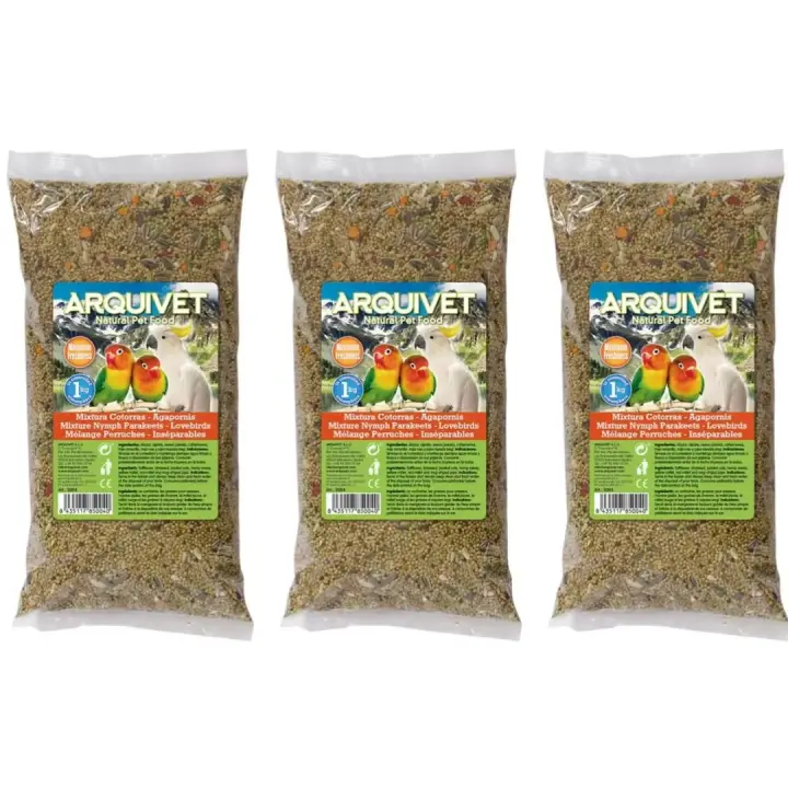 Alimento para Cotorras y Agapornis Mixtura Cotorras-agapornis - 1 Kg, (pack de 3 unidades) Arquivet - 1