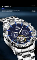 Reloj Mecánico Para Hombre GLENAW 2024 Resistente Al Agua Luminoso Acero Inoxidable Con Fecha Calibre Automático Skeleton Fashion - details 1