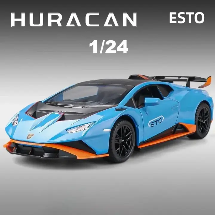 Lamborghinis Huracan STO 1:24 Coche Deportivo De Aleación Modelo Con Sonido Y Luz Mini Coche Juguetes Para Niños Regalo Con Caudal De Aleta - 1