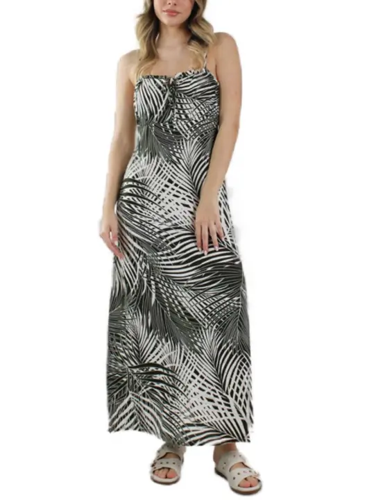 Vestido Only Nova largo verde hojas de tirantes para mujer - 1