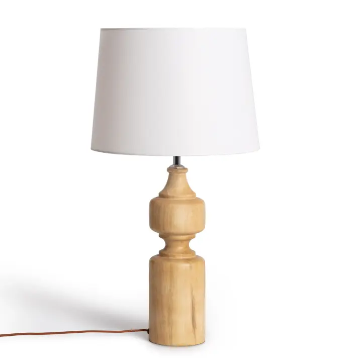 Ledkia Lámpara de Mesa Madera Sansa ILUZZIA Blanco Viejo - 1