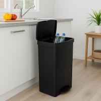 Cubo de basura o reciclaje 70L, VERTICAL, en 2 Compartimentos, Papelera para residuos, 76 cm de altura, fácil gestión, Negro - details 3