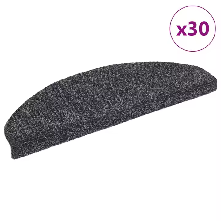 vidaXL Alfombrilla autoadhesiva escalera 30 uds gris oscuro 65x21x4 cm - 1