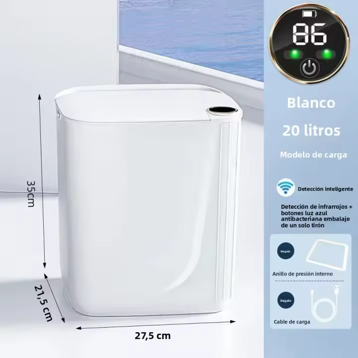 Bandeja De Cocina Inteligente Con Sensor De Llenado Y Recarga Por Tipo-C Resistente Al Agua Con Apertura Automática Para Cocina Y Baño - 1