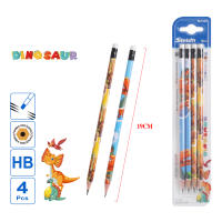 Stelam Lápices HB con Goma – Pack de 4 Lápices Dinosaurio para Niños | Diseño Colorido, 19 cm, Forma Hexagonal | Ideal para Escuela y Regalo - details 0