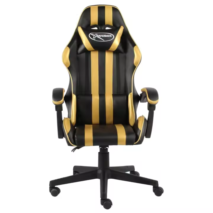 Silla Gaming de cuero sintético Negro y Dorado - 1