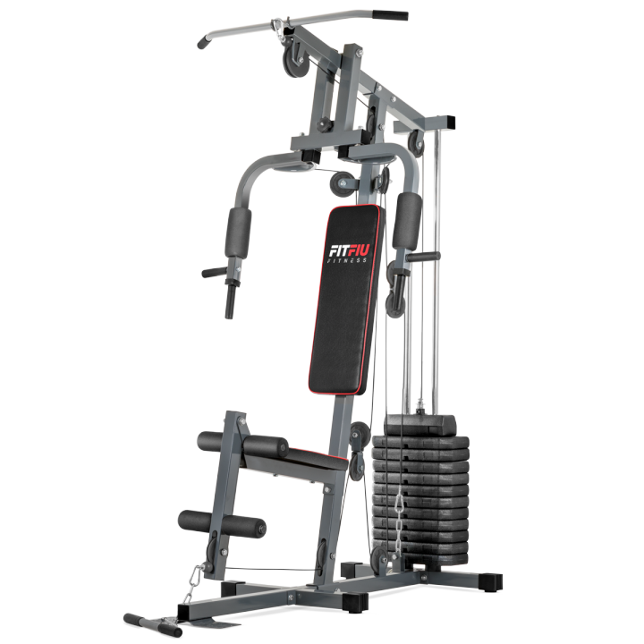 FITFIU Fitness GYM-100C - Máquina de musculación con 12 pesas, máximo de carga de 53kg, para entrenar todo el cuerpo
