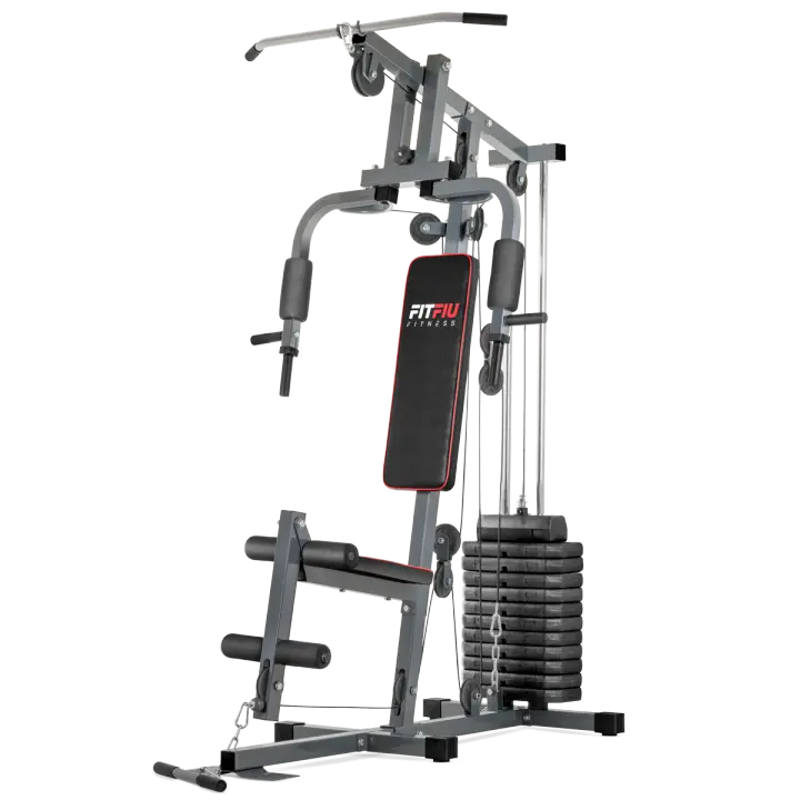 FITFIU Fitness GYM-100C - Máquina de musculación con 12 pesas, máximo de carga de 80kg, para entrenar todo el cuerpo - 1