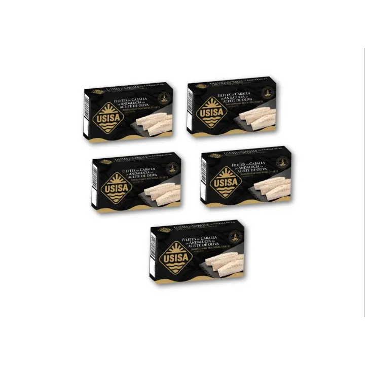 5 unidades -  Filetes de Caballa en Aceite de Oliva Virgen Extra USISA 125gr - 1