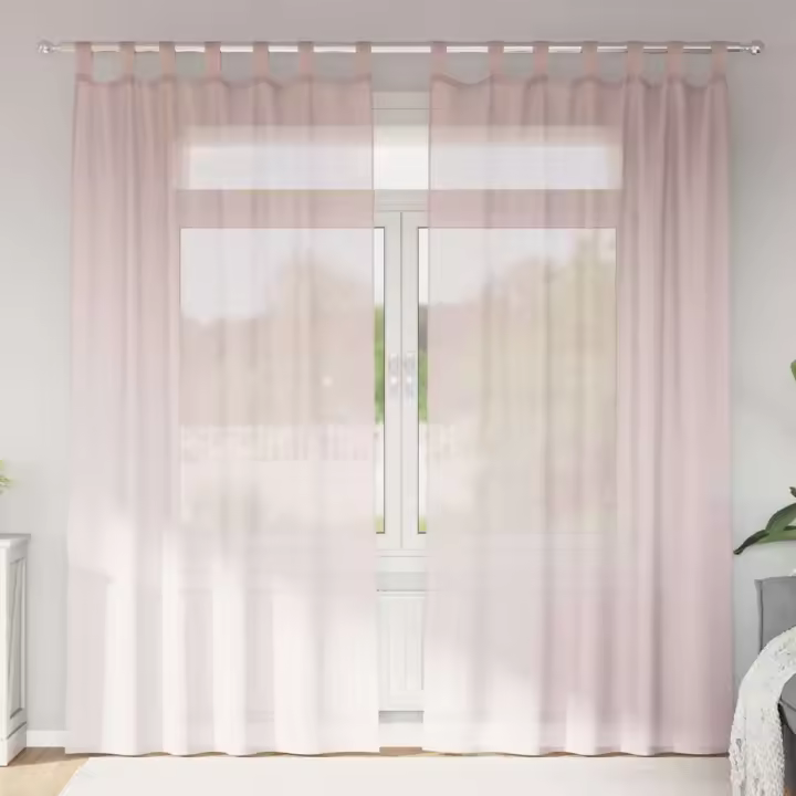 vidaXL Cortinas de gasa con trabillas 2 uds 140x245 cm en color Rosa claro/Arena/Morado y más | protección solar decorativa para ventanas hogar oficina dormitorio fácil de instalar - 1