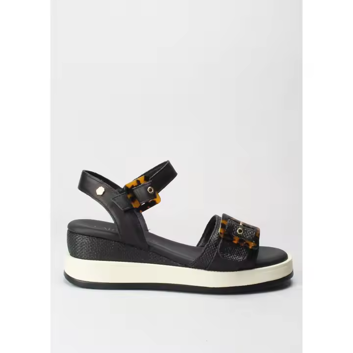 sandalia hebilla rafia negro CARMELA - 1