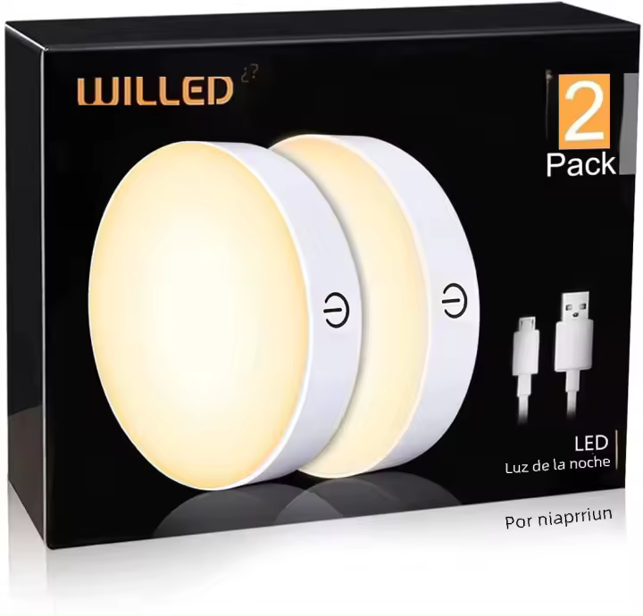 Luces Nocturnas Tactiles Dimmer Luz Cálida Con Batería Recargable USB Para Armario Cocina Armario Luz LED De Rosca - 1