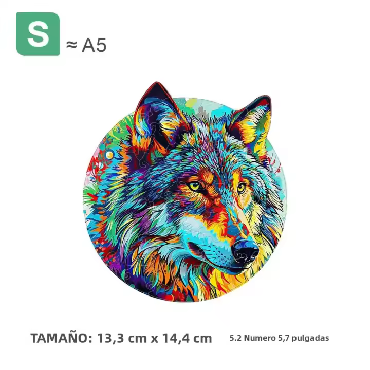 Rompecabezas De Madera En Forma Irregular De Lobo Azul Juego Interactivo Familiar Y Personalizado Para Jóvenes Y Adultos - 1